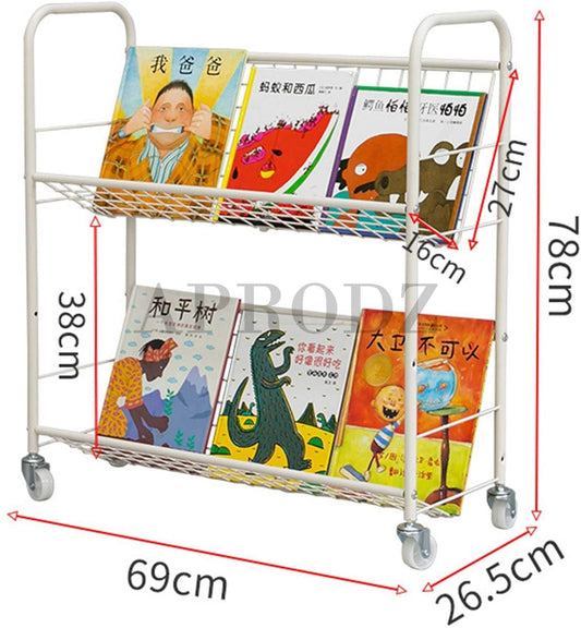 Children’s Metal Bookcase Shelves Storage Unit Kids Book Storage Rack Toy Chests & Organizers on Wheels