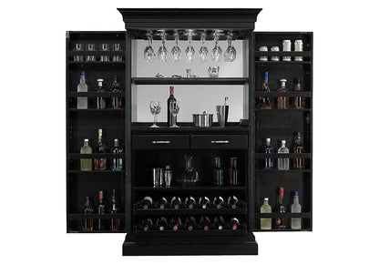 Mango Wood Peetz Royal Stylish Bar Cabinet with Wine Glass Storage for Living Room | Chestnut Finish 