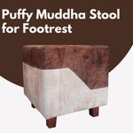 Printed Ottoman Stool Upholstered Foam Cushioned Pouffes for Living Room | Puffy Muddha Stool for Footrest & Sitting, Velvet Pouf Stool, Furniture for Home Decor, Office Set of 1 (Dark Brown) 