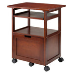 APRODZ Pipro Acacia Wood Multipurpose Office Table and Kitchen Trolley Cart with Storage Cabinet Rolling Utility Table for Home, Office, Kitchen and Dining Room 
