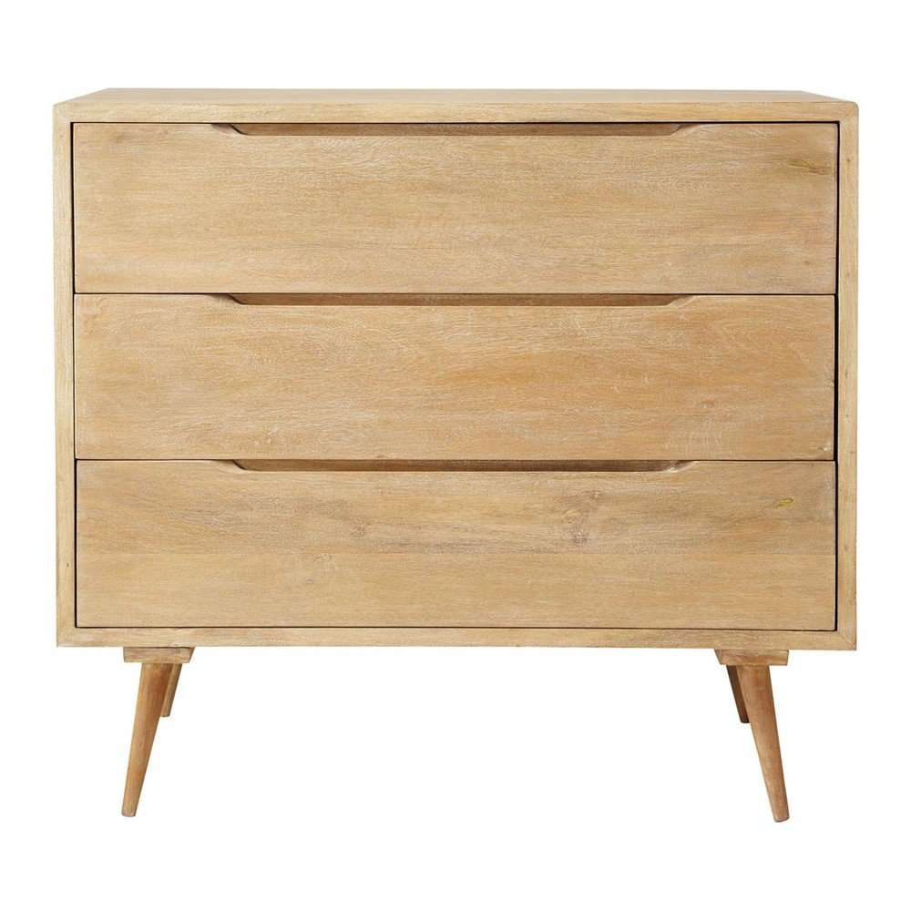Mango Wood Dublin Chest of 4 Drawers Storage Cabinet for Living Room Furniture (White) 