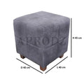 Square Printed Ottoman Stool Upholstered Foam Cushioned Pouffes for Living Room | Puffy Muddha Stool for Footrest & Sitting, Velvet Pouf Stool, Furniture for Home Decor, Office Set of 2 (Navy) 