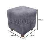 Square Printed Ottoman Stool Upholstered Foam Cushioned Pouffes for Living Room | Puffy Muddha Stool for Footrest & Sitting, Velvet Pouf Stool, Furniture for Home Decor, Office Set of 2 (Navy) 