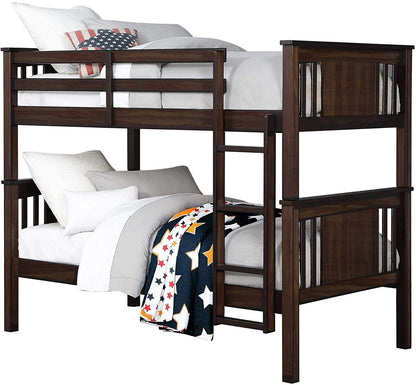 APRODZ Sheesham Wood Beerar Kids Bunk Beds with Ladder for Bedroom | Brown Finish