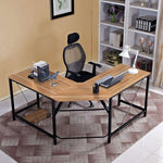 Aprodz Duane 59 x 59 inches Large L-Shaped Desk Computer Desk L Desk Office Desk Workstation Desk, Oak