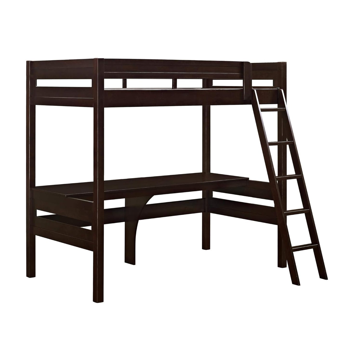 APRODZ Mango Wood Coltsco Kids Bunk Beds with Desk for Bedroom | Brown Finish