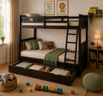 Sheesham Wood Moyer Bunk Bed for Bedroom | Brown Finish 