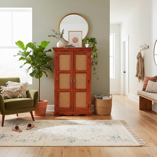 Translation missing: en.Sheesham Wood Two Door Cane Wardrobe (Sheesham Wood) 