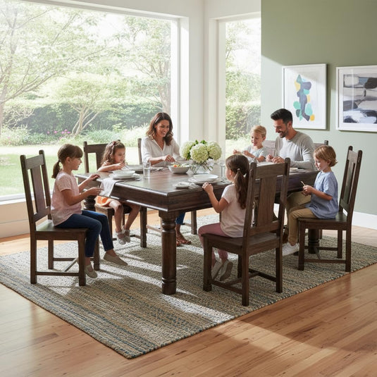 Translation missing: en.Solid Sheesham Wood Dining Table Set of 8 Seater Dinner Dinning Table with 8 Chair for Dining Furniture for Living Room Home Hotel Office Self Assembly 