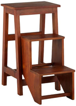 Mango Wood Folding Step Side End Table for Home | Stap Stool Table | Dark Brown 