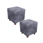 Flute Printed Ottoman Stool Upholstered Foam Cushioned Pouffes for Living Room Puffy Muddha Stool for Footrest & Sitting, Velvet Pouf Stool, Furniture for Home Decor, Office (Hale Navy) 
