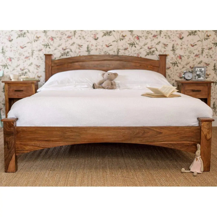 Translation missing: en.APRODZ Sheesham Wood Without Storage Queen Size Omaha Bed for Bedroom Stylish | Brown