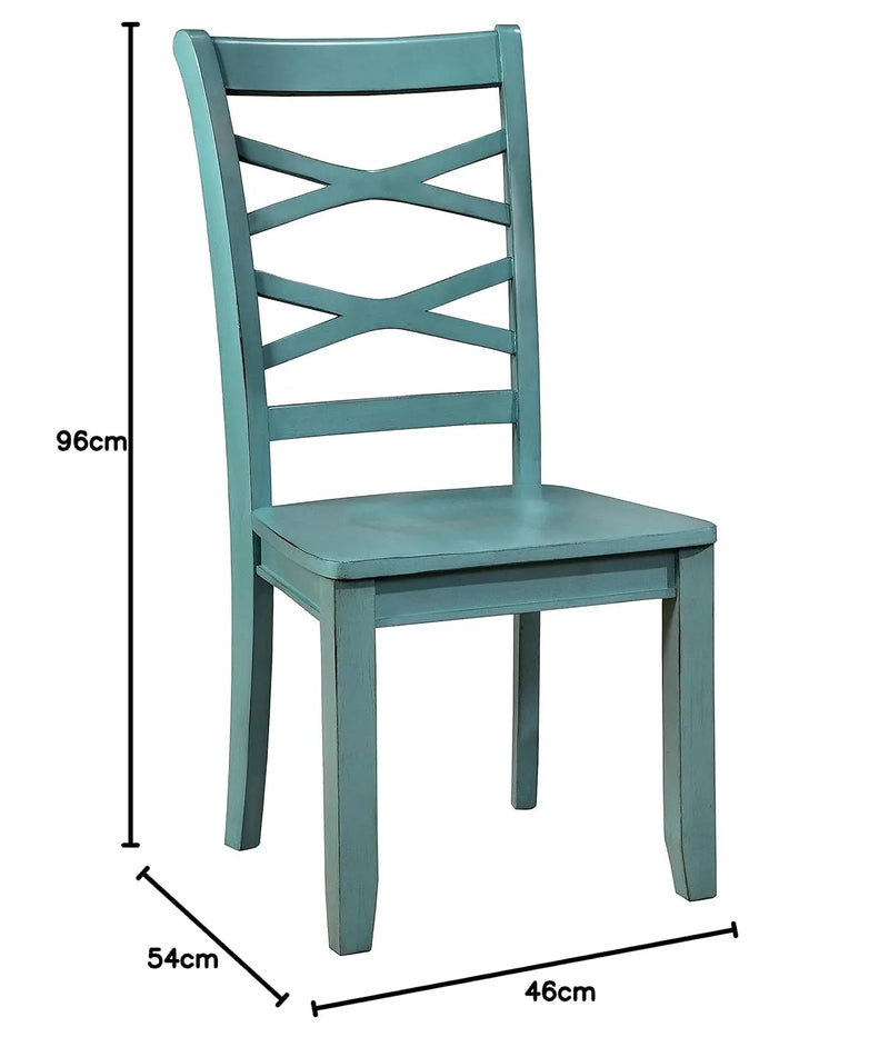 APRODZ Mango Wood Blue Callao Dining Chairs for Living Room | Set of 2 Wooden Chair