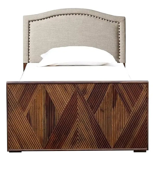 Translation missing: en.Sheesham Wood Without Storage Enoc Single Size Bed for Bedroom Stylish | Brown Finish 