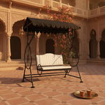 APRODZ Best Buy Steel Porch Jhula Swings Outdoor Iron Frame Deluxe Patio Garden Porch Canopy 3 Seats Swing with Bench 