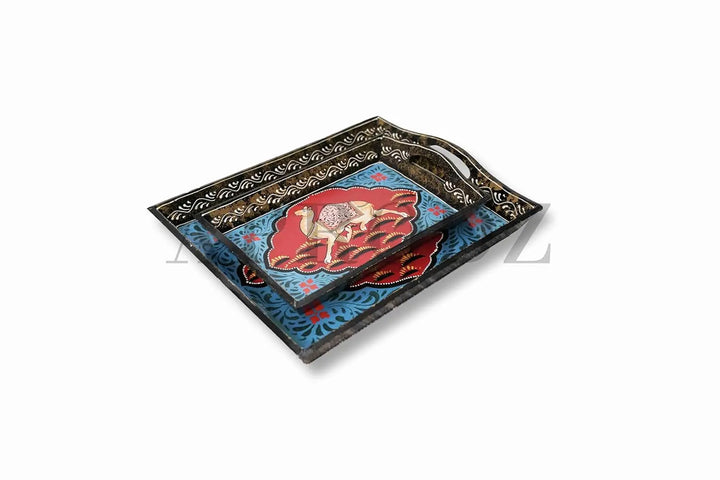 Translation missing: en.Aprodz Wooden Serving Trays Set of 2 by Aprodz - Stylish and Functional Serving Tray Set (Multicolor)