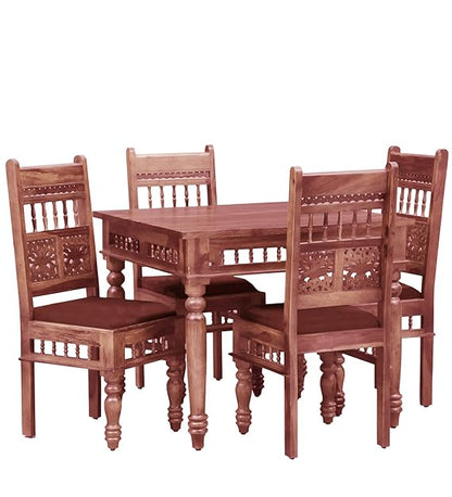 Sheesham Wood Norcross 4 Seater Dining Table Set for Home | Dining Furniture | Brown Finish 