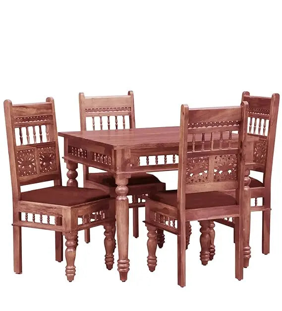 Translation missing: en.Sheesham Wood Norcross 4 Seater Dining Table Set for Home | Dining Furniture | Brown Finish 