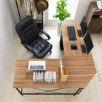 Aprodz Duane 59 x 59 inches Large L-Shaped Desk Computer Desk L Desk Office Desk Workstation Desk, Oak