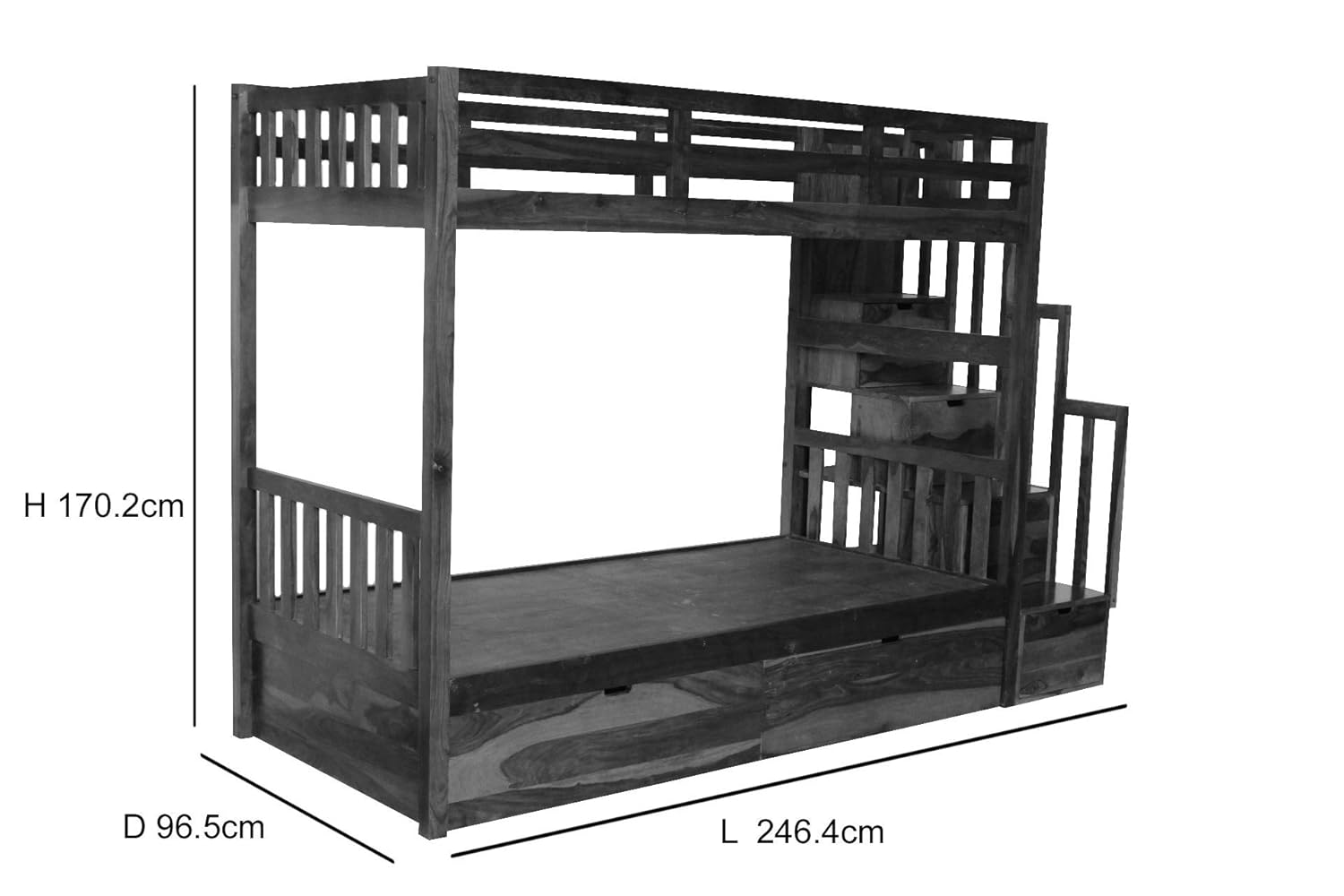 Aprodz Sheesham Wood Skidslo Bunk Bed with Storage