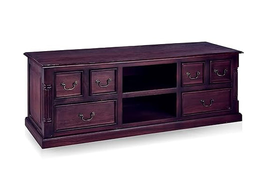 Mango Wood Sulla LED TV Stand Entertainment Unit Storage TV Cabinet for Living Room (Walnut Finish)