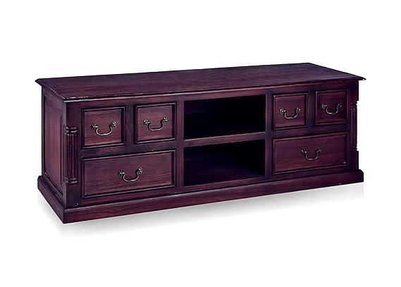 Mango Wood Sulla LED TV Stand Entertainment Unit Storage TV Cabinet for Living Room (Walnut Finish) 