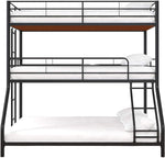 APRODZ Chavez Twin/Twin/Full Size Metal Triple Bunk Bed (Metal - Black Powdercoated)