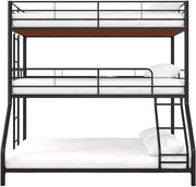 APRODZ Chavez Twin/Twin/Full Size Metal Triple Bunk Bed (Metal - Black Powdercoated)