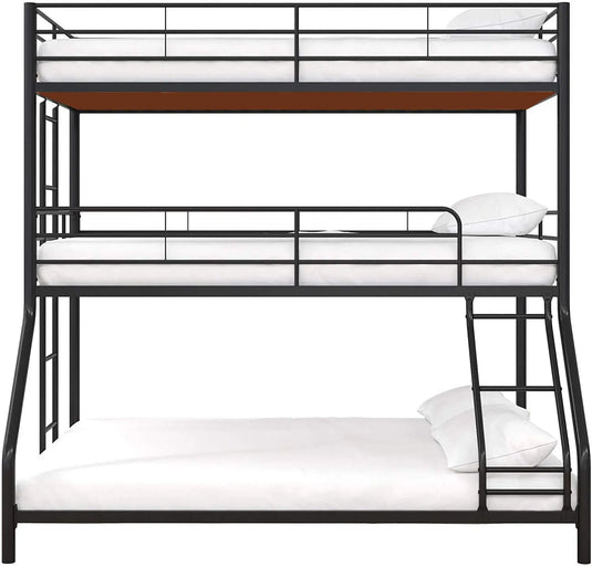 Translation missing: en.APRODZ Chavez Twin/Twin/Full Size Metal Triple Bunk Bed (Metal - Black Powdercoated)