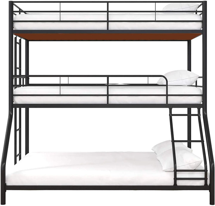 Translation missing: en.APRODZ Chavez Twin/Twin/Full Size Metal Triple Bunk Bed (Metal - Black Powdercoated)