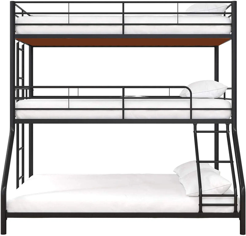 APRODZ Chavez Twin/Twin/Full Size Metal Triple Bunk Bed (Metal - Black Powdercoated)