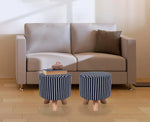 Upholstered and Steel Frame Puffy Stool Grass Green Fabric + Black Powdercoated - Set of 2 