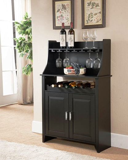 APRODZ Mango Wood Miller Wine Storage Stylish Bar Cabinet for Living Room | Brown Finish