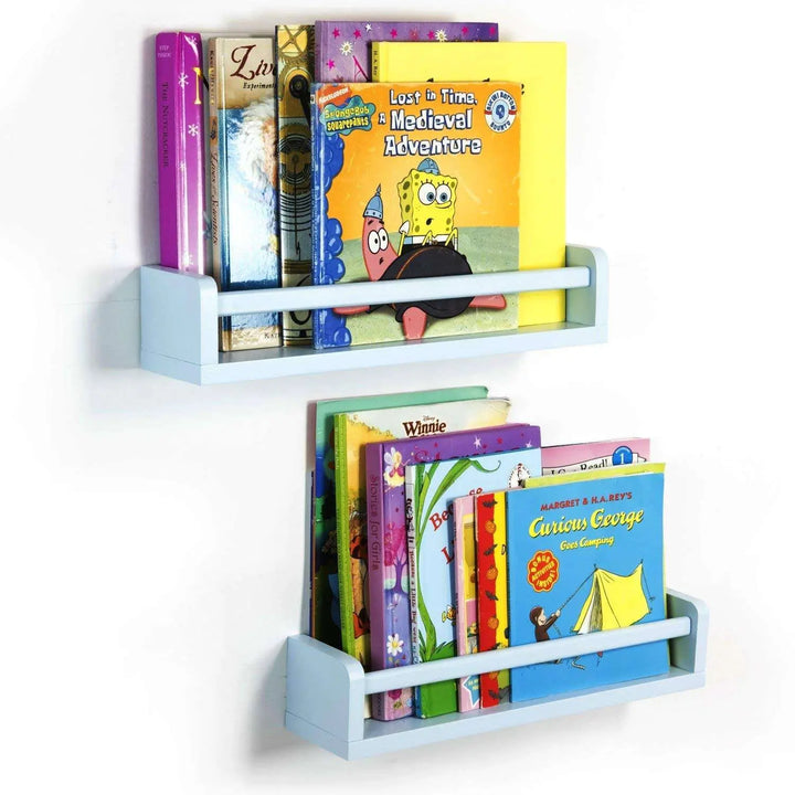 Translation missing: en.APRODZ Childrens Wall Mounted Floating Shelves - 2 Set Shelf - Kid’s Room Bookshelf Display Nursery Books and Toy Storage Display Organizer - Ships Fully Assembled (Green)