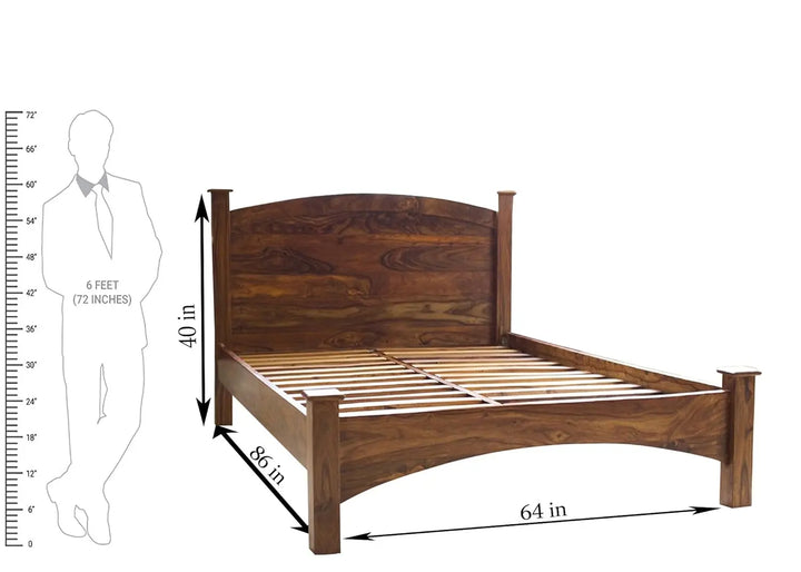 Translation missing: en.APRODZ Sheesham Wood Without Storage Queen Size Omaha Bed for Bedroom Stylish | Brown