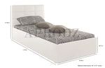 APRODZ Upholstered Single Size Bed with Box Storage (White Leatherette)