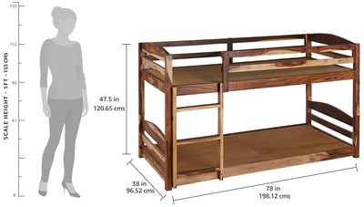 Ipsotu Mango Wood Bunk Bed Without Storage Single Bed Furniture for Bedroom Living Room