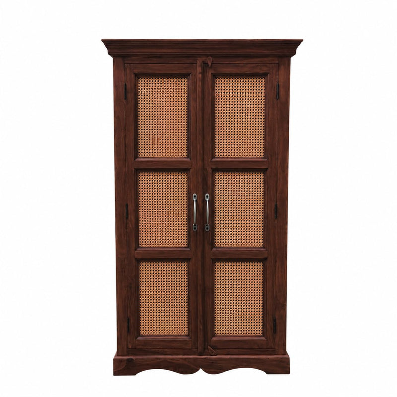 Sheesham Wood Two Door Cane Wardrobe (Sheesham Wood) 
