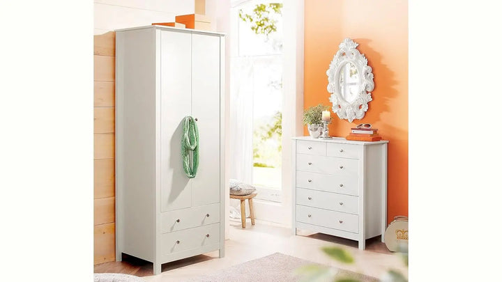 Translation missing: en.APRODZ Mango Wood Ania Chest of 6 Drawers Storage Cabinet for Living Room | Wooden Sideboard | White Finish