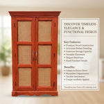 Sheesham Wood Two Door Cane Wardrobe (Sheesham Wood) 