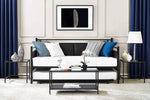 APRODZ Surte Twin Size Metal Daybed with Trundle Bed, (Mattress Included-Metal - Black Powdercoated)