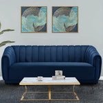 Serene Modern Channel Sofa 3-Seater Couch for Living Room 