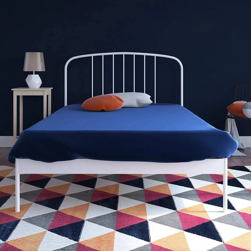 Metal Bed Frame with Rounded Headboard