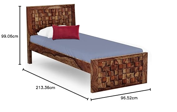 Sheesham Wood Without Storage Boxto Single Size Bed for Bedroom Stylish | Brown Finish