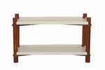 Solid Wood Open 2 Shelf Bookcases and Book Shelves for Living Room | Rack Shelf | Brown & White Finish 