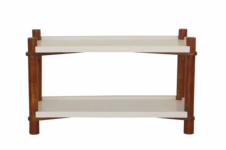 Translation missing: en.Solid Wood Open 2 Shelf Bookcases and Book Shelves for Living Room | Rack Shelf | Brown &amp; White Finish 