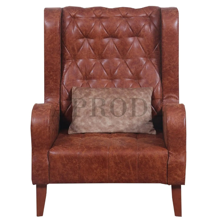 Translation missing: en.APRODZ Raja Wing Chair for Living Room, Bed Room Tufted Wing Back Accent Chair, Cushioned Lounge Chair Single Seater Sofa |Luxury Rest Chair Arm Chair Sofa (Brown Suede Leatherette)