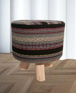Upholstered and Steel Frame Puffy Stool Grass Green Fabric + Black Powdercoated - Set of 2 