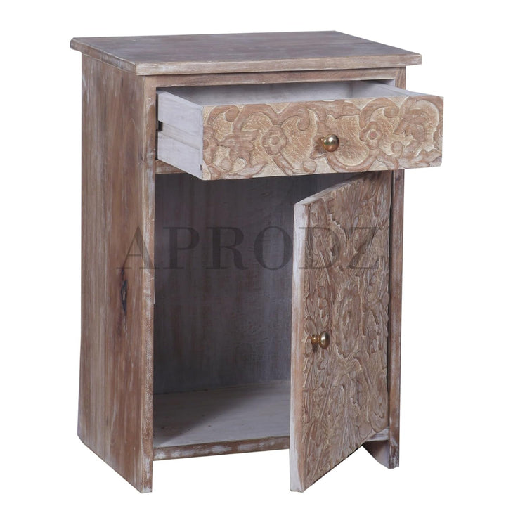 Translation missing: en.Mango Wood Yaviza One Door and One Drewer Bedside Storage Table for Bedroom 