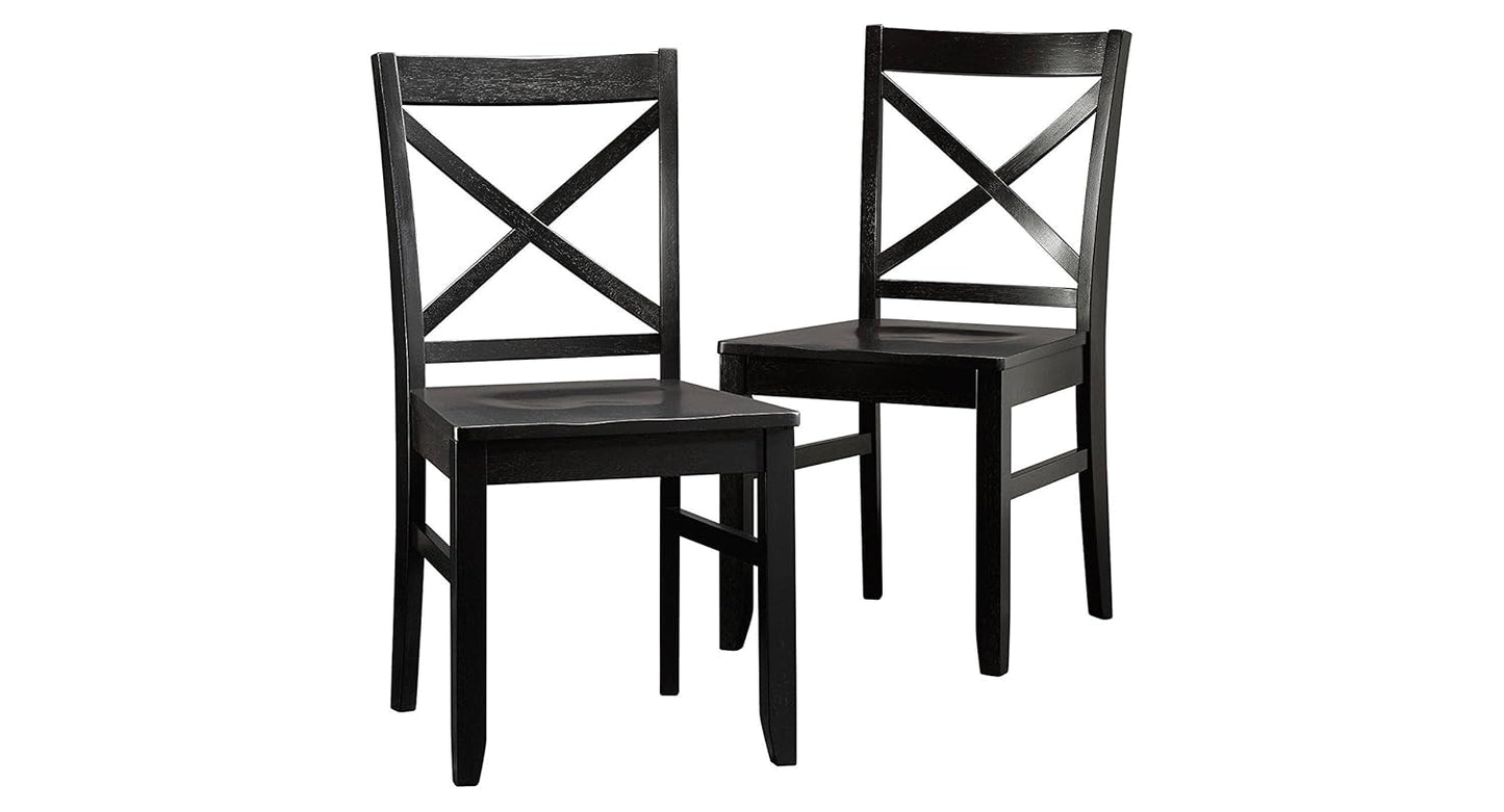 Aprodz Mango Wood Cuenca Dining Chair Set for Home | Set of 2 Chair | Black Finish